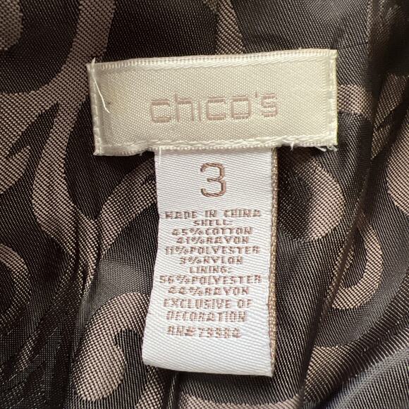 CHICO'S XL Coat Brown Patchwork Art To Wear Boho Velvet Whimsigoth Victorian - Picture 5 of 6